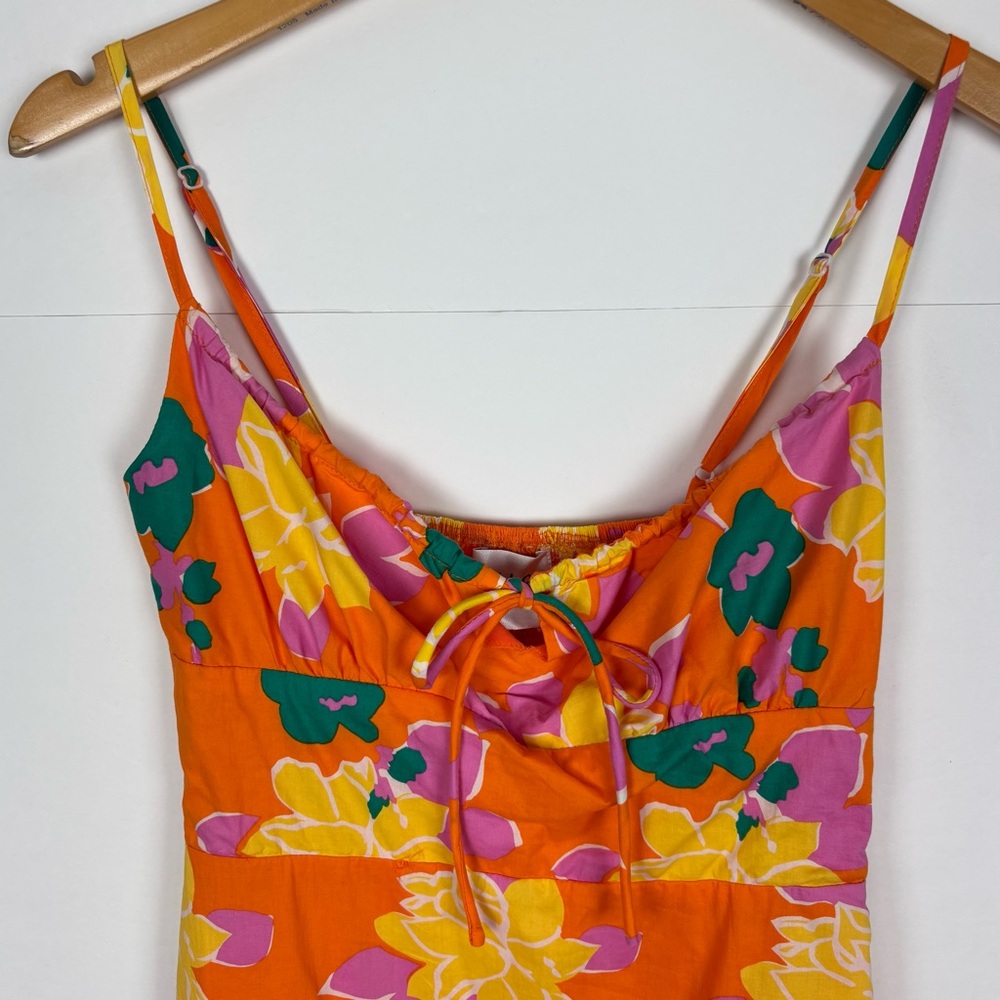 Hello Molly Fresh Lemonade Mini Dress Size XS 2 Orange Floral - Picture 6 of 10